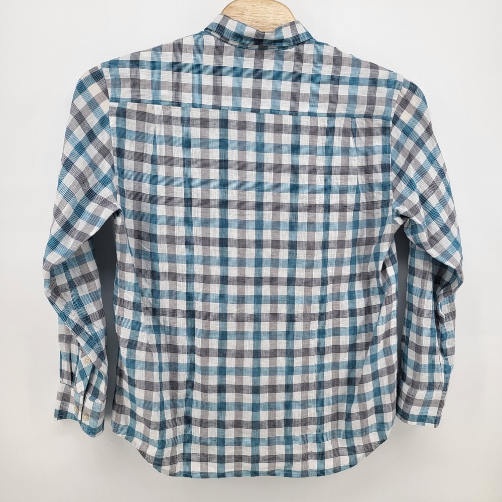 Tommy Bahama 100% Linen Shirt Mens Large Plaid Button Up Long Sleeve Green Gray - Picture 3 of 9